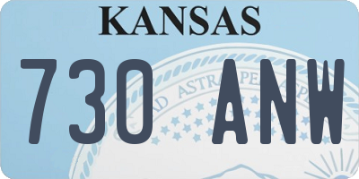 KS license plate 730ANW