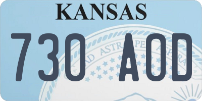 KS license plate 730AOD