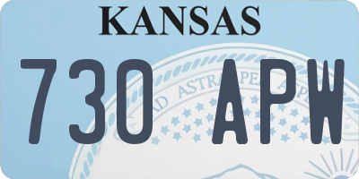 KS license plate 730APW