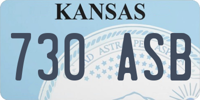 KS license plate 730ASB