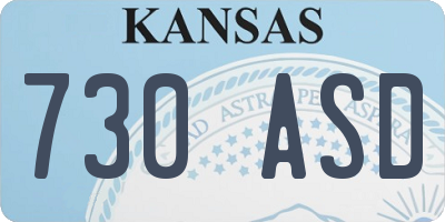 KS license plate 730ASD