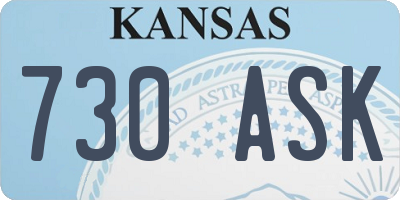 KS license plate 730ASK