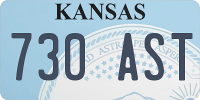KS license plate 730AST