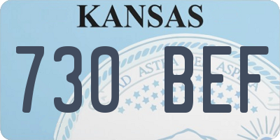 KS license plate 730BEF