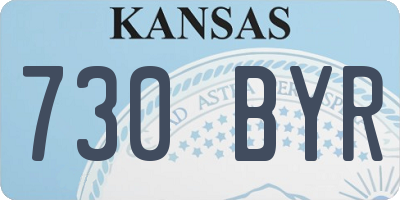 KS license plate 730BYR
