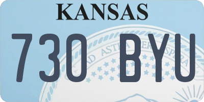 KS license plate 730BYU