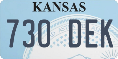 KS license plate 730DEK