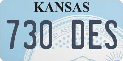 KS license plate 730DES