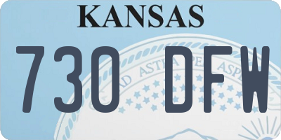 KS license plate 730DFW