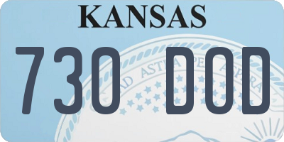 KS license plate 730DOD