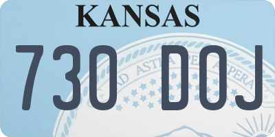 KS license plate 730DOJ