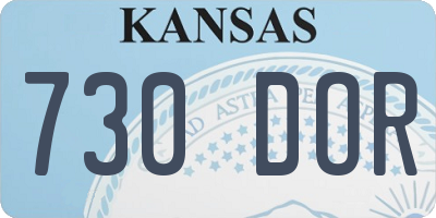 KS license plate 730DOR
