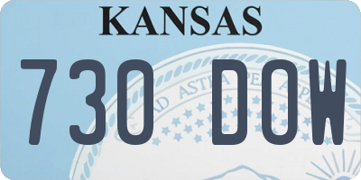 KS license plate 730DOW
