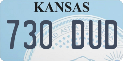 KS license plate 730DUD