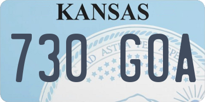 KS license plate 730GOA