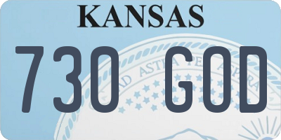 KS license plate 730GOD