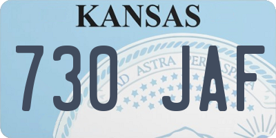 KS license plate 730JAF