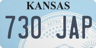 KS license plate 730JAP