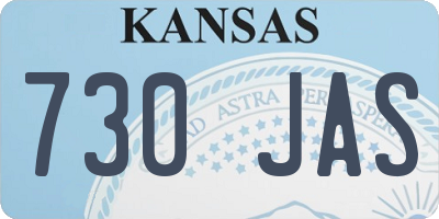 KS license plate 730JAS