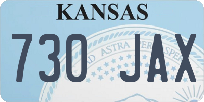 KS license plate 730JAX