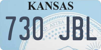 KS license plate 730JBL