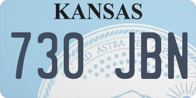 KS license plate 730JBN