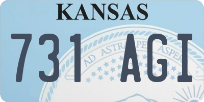 KS license plate 731AGI