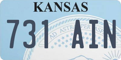KS license plate 731AIN