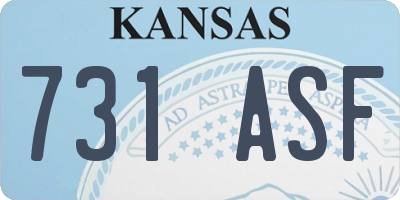 KS license plate 731ASF