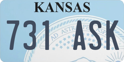 KS license plate 731ASK