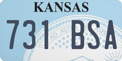 KS license plate 731BSA
