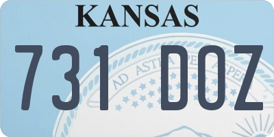 KS license plate 731DOZ