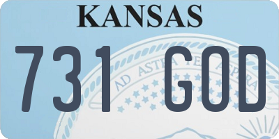 KS license plate 731GOD