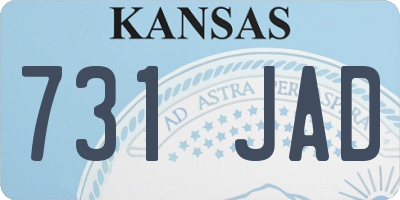 KS license plate 731JAD