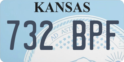 KS license plate 732BPF
