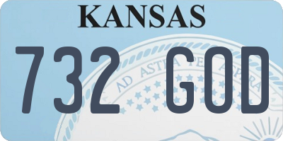 KS license plate 732GOD