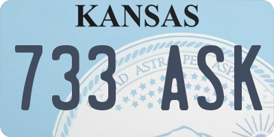 KS license plate 733ASK