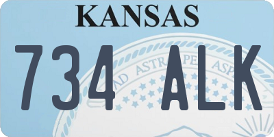 KS license plate 734ALK