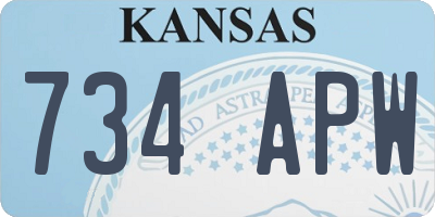 KS license plate 734APW