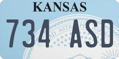 KS license plate 734ASD
