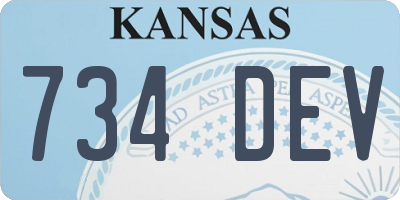 KS license plate 734DEV