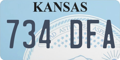 KS license plate 734DFA