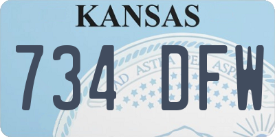 KS license plate 734DFW