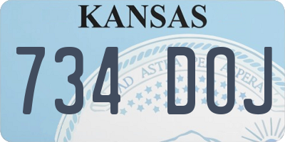 KS license plate 734DOJ