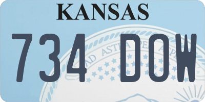 KS license plate 734DOW