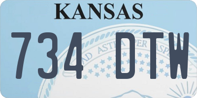 KS license plate 734DTW