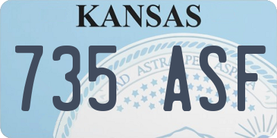 KS license plate 735ASF