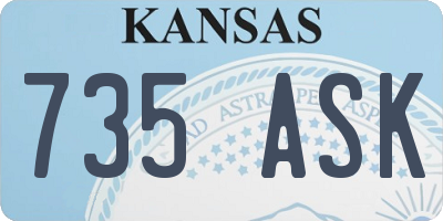 KS license plate 735ASK