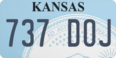 KS license plate 737DOJ