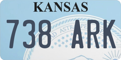 KS license plate 738ARK